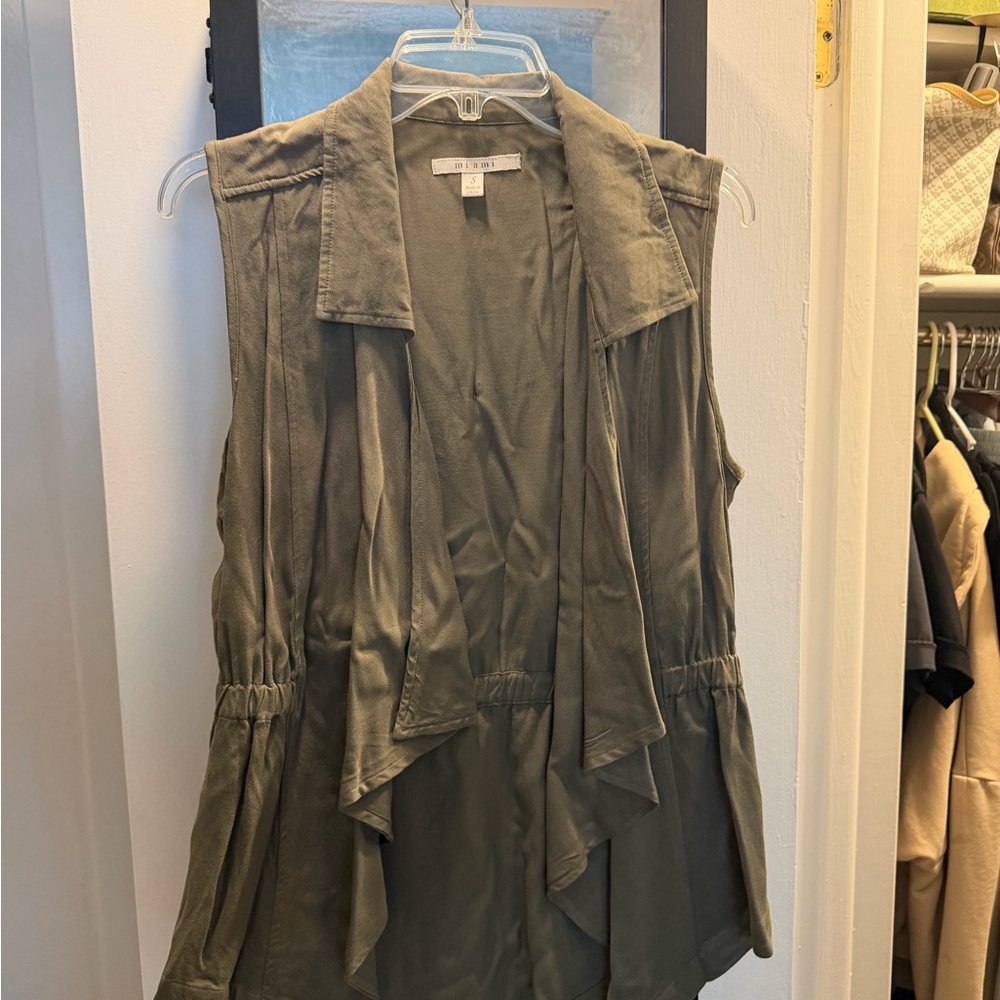 miami Olive Green Open-Front Utility Vest